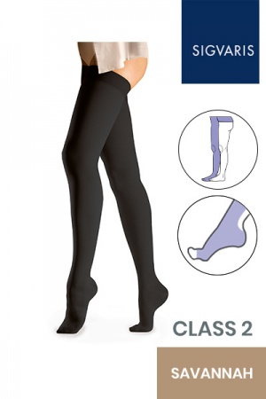 Sigvaris Essential Comfortable Unisex Class 2 Savannah Compression Tights with Waist Attachment and Open Toe